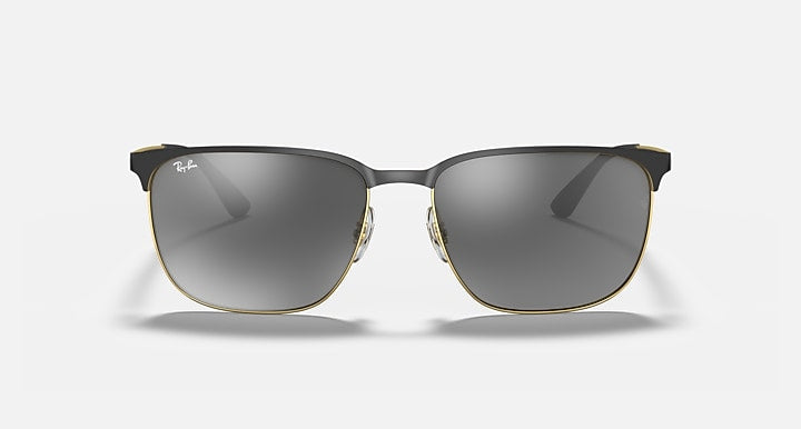 Ray-Ban RB3569 Black On Gold with Grey Gradient Mirror Gradient - Mirror lenses - Front