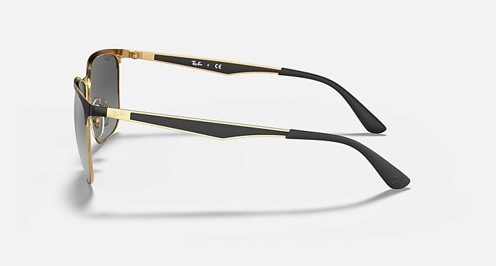 Ray-Ban RB3569 Black On Gold with Grey Gradient Mirror Gradient - Mirror lenses - Lateral
