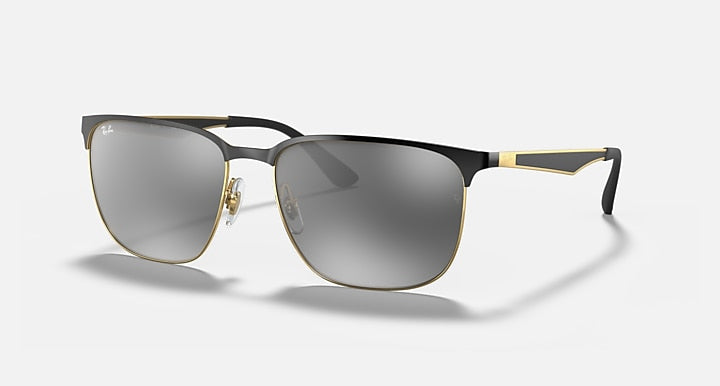 Ray-Ban RB3569 Black On Gold with Grey Gradient Mirror Gradient - Mirror lenses - Quarter