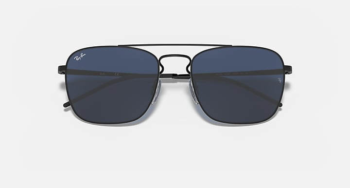 Ray-Ban RB3588 Rubber Black; Black with Dark Blue Solid Color lenses - Closed Front