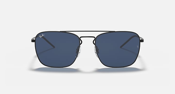 Ray-Ban RB3588 Rubber Black; Black with Dark Blue Solid Color lenses - Front