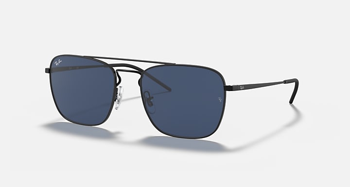 Ray-Ban RB3588 Rubber Black; Black with Dark Blue Solid Color lenses - Quarter