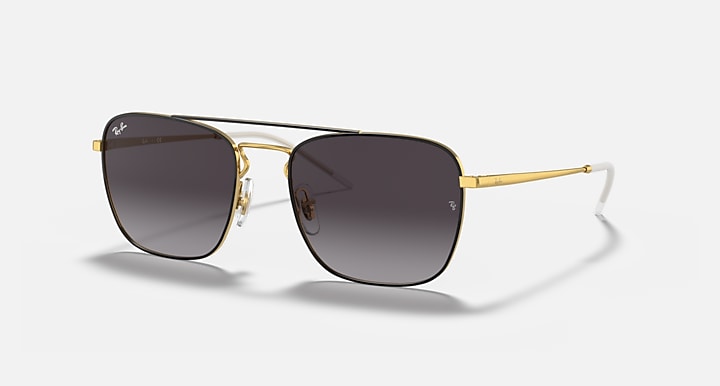 Ray-Ban RB3588 Black On Gold with Grey Gradient lenses - Quarter