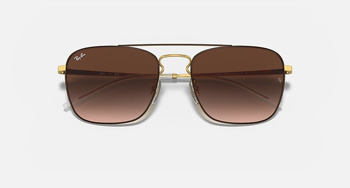 Ray-Ban RB3588 Brown On Gold with Brown Gradient Gradient lenses - Closed Front
