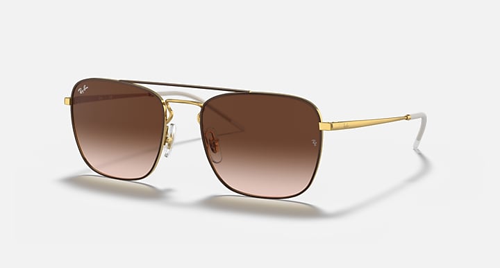 Ray-Ban RB3588 Brown On Gold with Brown Gradient Gradient lenses - Quarter