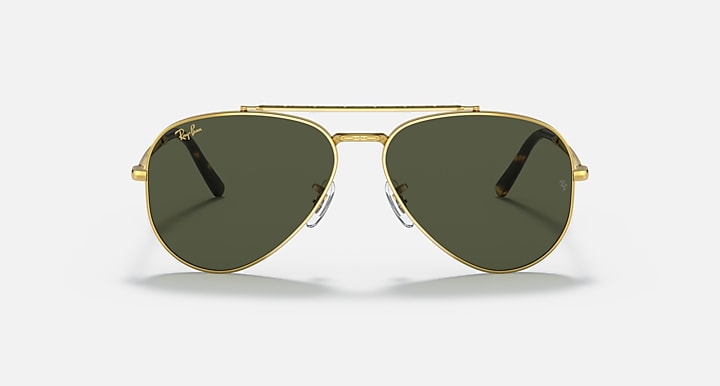 Ray-Ban NEW AVIATOR Gold with Green Solid Color lenses - Front