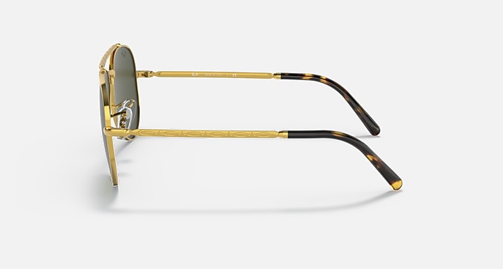Ray-Ban NEW AVIATOR Gold with Green Solid Color lenses - Lateral