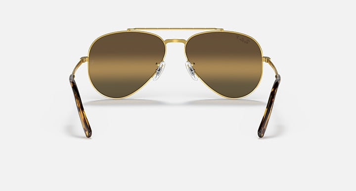 Ray-Ban NEW AVIATOR POLARIZED+ LENSES Gold with Silver & Brown Polarized+ Polarized+ lenses - Back