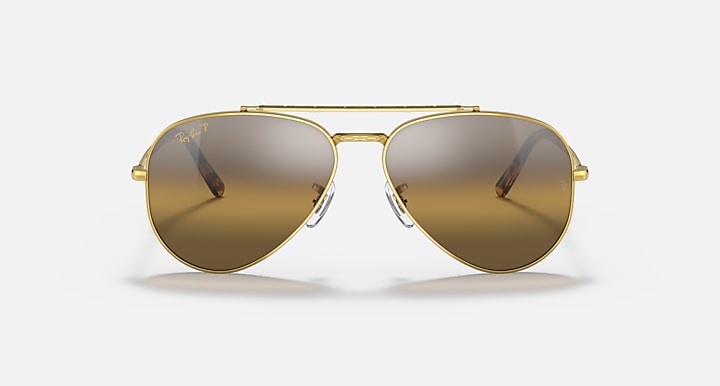 Ray-Ban NEW AVIATOR POLARIZED+ LENSES Gold with Silver & Brown Polarized+ Polarized+ lenses - Front