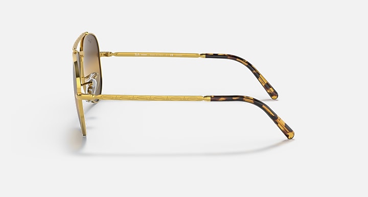 Ray-Ban NEW AVIATOR POLARIZED+ LENSES Gold with Silver & Brown Polarized+ Polarized+ lenses - Lateral