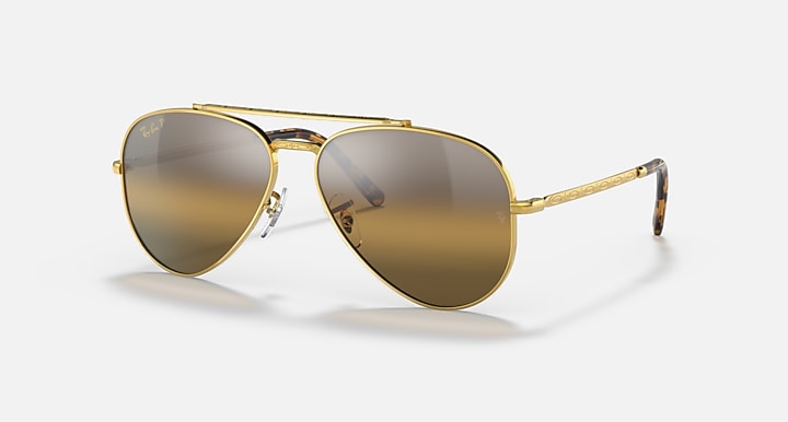 Ray-Ban NEW AVIATOR POLARIZED+ LENSES Gold with Silver & Brown Polarized+ Polarized+ lenses - Quarter