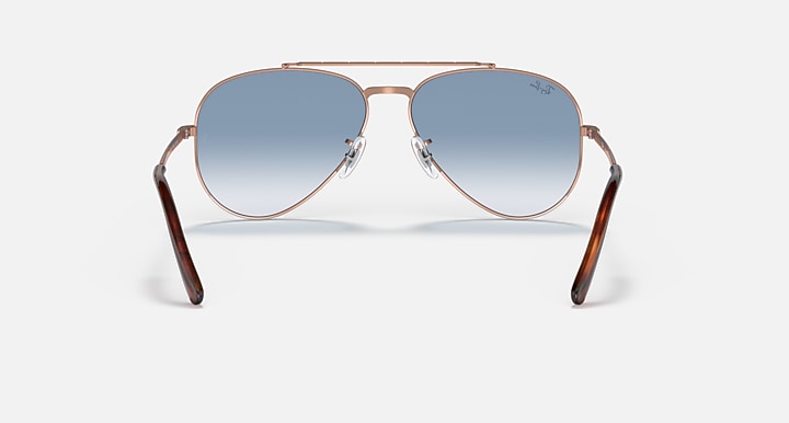 Ray-Ban NEW AVIATOR Rose Gold; Pink Gold with Clear Blue Gradient lenses - Back