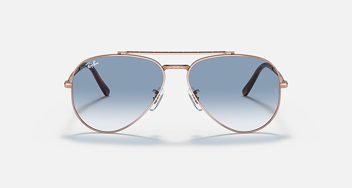 Ray-Ban NEW AVIATOR Rose Gold; Pink Gold with Clear Blue Gradient lenses - Front
