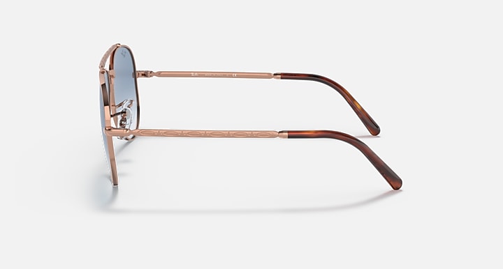 Ray-Ban NEW AVIATOR Rose Gold; Pink Gold with Clear Blue Gradient lenses - Lateral