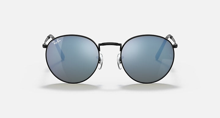 Ray-Ban NEW ROUND Black with Green Mirror Blue Solid Color - Mirror lenses - Front