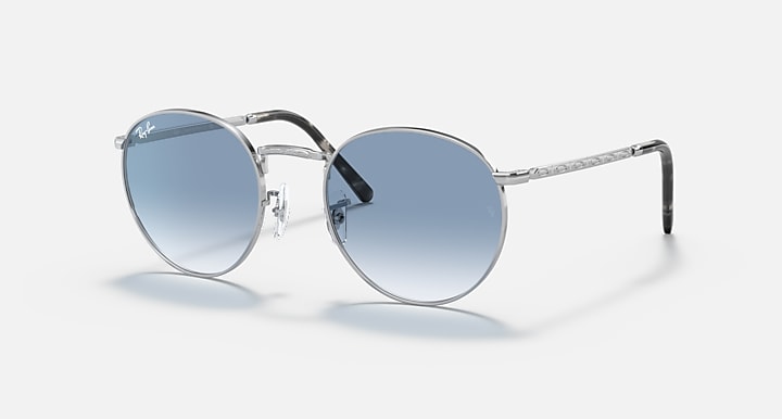 Ray-Ban NEW ROUND Silver with Clear Gradient Blue Gradient lenses - Quarter