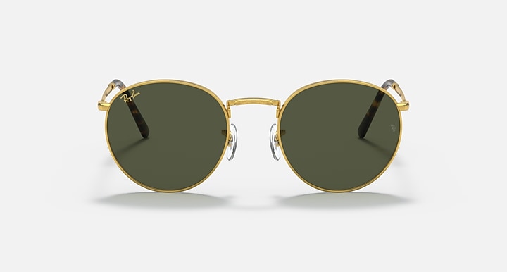 Ray-Ban NEW ROUND Gold with Green Solid Color lenses - Front