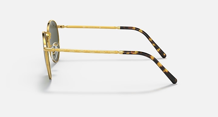Ray-Ban NEW ROUND Gold with Green Solid Color lenses - Lateral