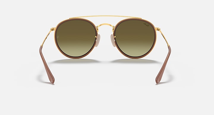 Ray-Ban ROUND DOUBLE BRIDGE Arista Gold with Solid Color Gradient - Mirror lenses - Back
