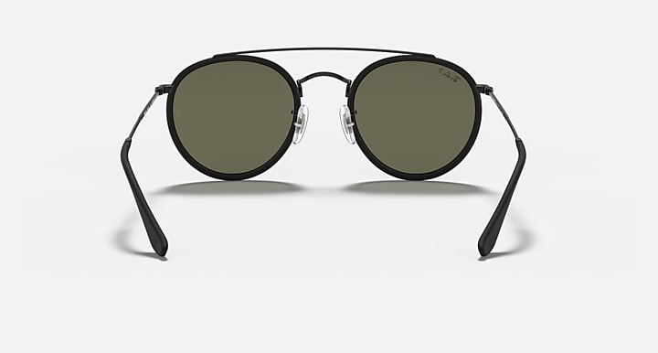 Ray-Ban ROUND DOUBLE BRIDGE Black with G-15 Green Polarized Solid Color lenses - Back