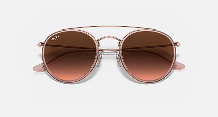 Ray-Ban ROUND DOUBLE BRIDGE Copper with Brown Gradient Gradient lenses - Closed Front