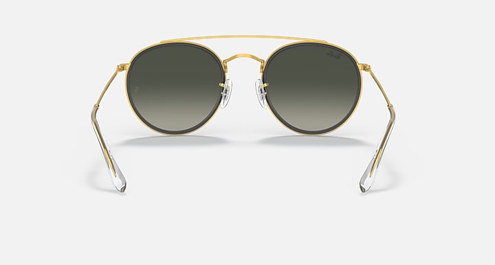 Ray-Ban ROUND DOUBLE BRIDGE Gold with Grey Gradient Gradient lenses - Back