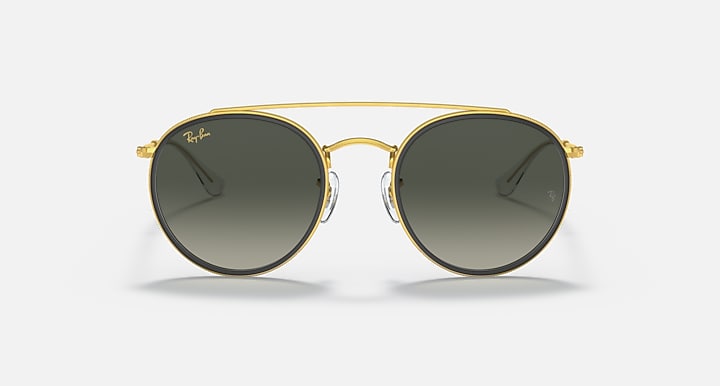 Ray-Ban ROUND DOUBLE BRIDGE Gold with Grey Gradient Gradient lenses - Front