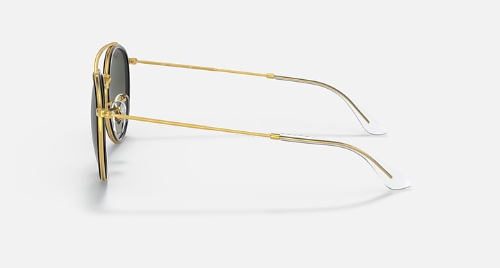 Ray-Ban ROUND DOUBLE BRIDGE Gold with Grey Gradient Gradient lenses - Lateral