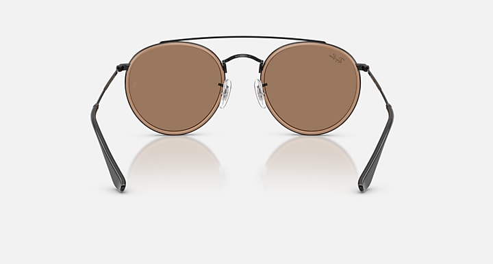 Ray-Ban ROUND DOUBLE BRIDGE POLARIZED+ LENSES Black with Brown Solid Color lenses - Back