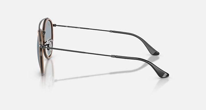 Ray-Ban ROUND DOUBLE BRIDGE Black with Blue Solid Color lenses - Lateral