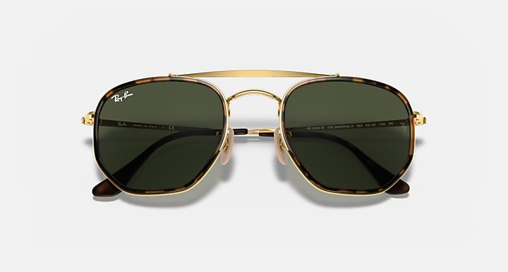 Ray-Ban MARSHAL II Arista Gold with G-15 Green Solid Color lenses - Closed Front