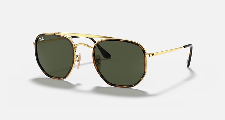 Ray-Ban MARSHAL II Arista Gold with G-15 Green Solid Color lenses - Quarter