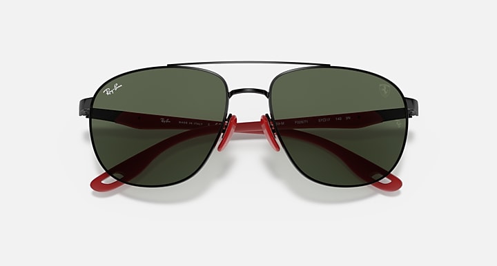 Ray-Ban RB3659M SCUDERIA FERRARI COLLECTION Black with Green Classic Solid Color lenses - Closed Front