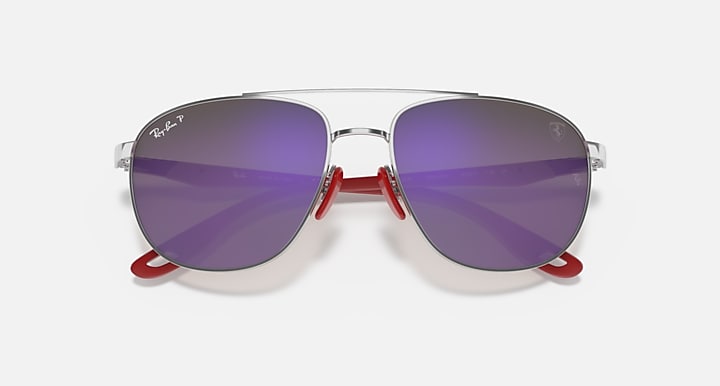 Ray-Ban RB3659M SCUDERIA FERRARI COLLECTION POLARIZED+ LENSES Silver with Blue Polarized Polarized+ lenses - Closed Front