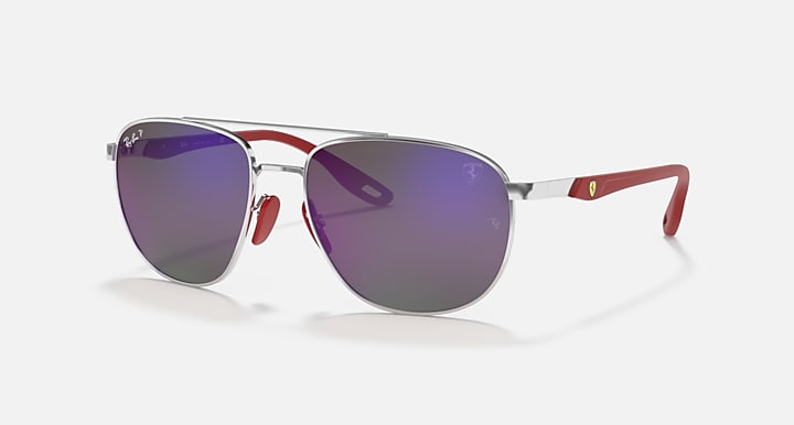Ray-Ban RB3659M SCUDERIA FERRARI COLLECTION POLARIZED+ LENSES Silver with Blue Polarized Polarized+ lenses - Quarter