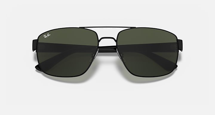 Ray-Ban RB3663 Black with G-15 Green Solid Color lenses - Closed Front