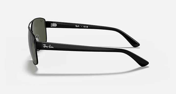 Ray-Ban RB3663 Black with G-15 Green Solid Color lenses - Lateral