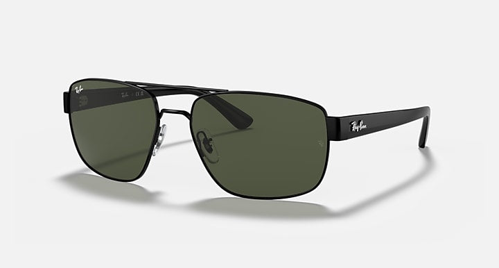 Ray-Ban RB3663 Black with G-15 Green Solid Color lenses - Quarter