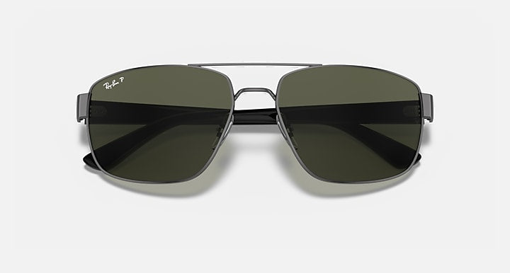 Ray-Ban RB3663 Gunmetal with G-15 Green Polarized Solid Color lenses - Closed Front