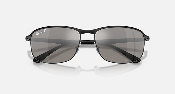 Ray-Ban RB3671 POLARIZED+ LENSES Black On Black; Black with Mirror Silver Polarized+ Polarized+ lenses - Closed Front