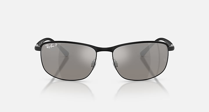 Ray-Ban RB3671 POLARIZED+ LENSES Black On Black; Black with Mirror Silver Polarized+ Polarized+ lenses - Front