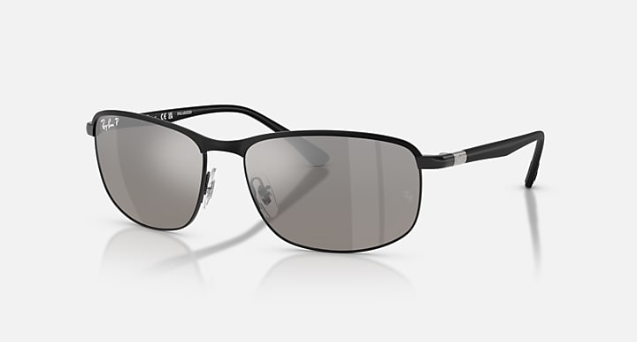Ray-Ban RB3671 POLARIZED+ LENSES Black On Black; Black with Mirror Silver Polarized+ Polarized+ lenses - Quarter