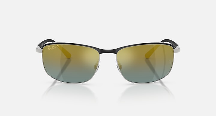 Ray-Ban RB3671 POLARIZED+ LENSES Black On Silver; Black with Gold Polarized+ Polarized+ lenses - Front