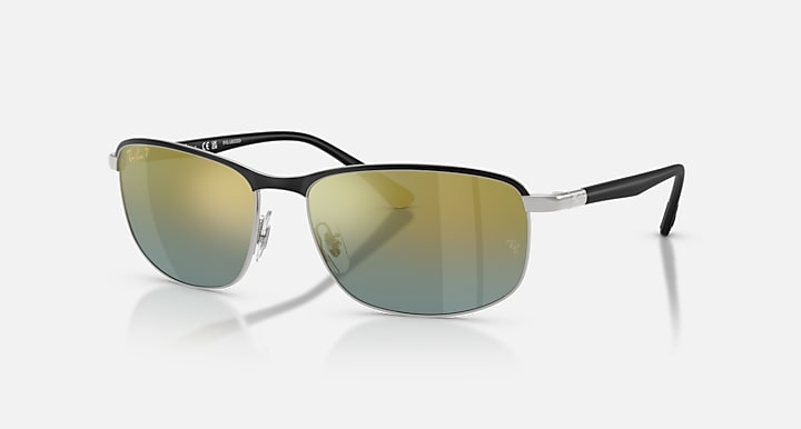 Ray-Ban RB3671 POLARIZED+ LENSES Black On Silver; Black with Gold Polarized+ Polarized+ lenses - Quarter
