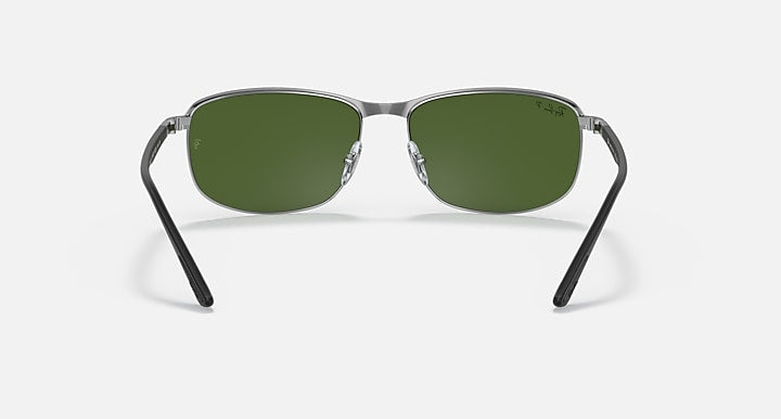 Ray-Ban RB3671 POLARIZED+ LENSES Black On Silver; Black with Dark Green Polarized+ Polarized+ lenses - Back
