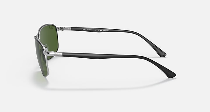 Ray-Ban RB3671 POLARIZED+ LENSES Black On Silver; Black with Dark Green Polarized+ Polarized+ lenses - Lateral