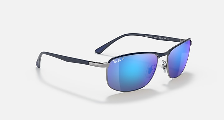 Ray-Ban RB3671 POLARIZED+ LENSES Blue On Gunmetal; Sand Blue with Grey & Blue Polarized+ Polarized+ lenses - Alternative