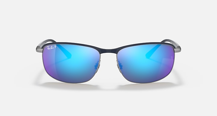 Ray-Ban RB3671 POLARIZED+ LENSES Blue On Gunmetal; Sand Blue with Grey & Blue Polarized+ Polarized+ lenses - Front