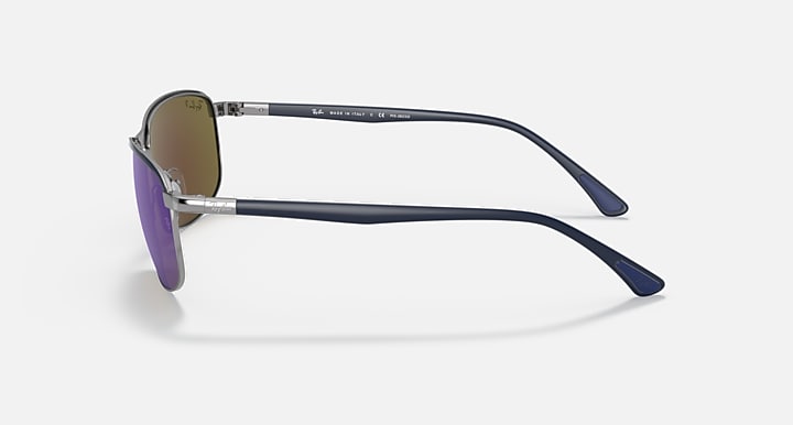 Ray-Ban RB3671 POLARIZED+ LENSES Blue On Gunmetal; Sand Blue with Grey & Blue Polarized+ Polarized+ lenses - Lateral