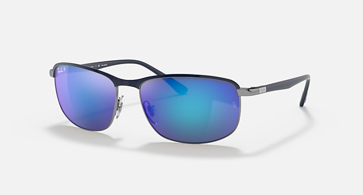 Ray-Ban RB3671 POLARIZED+ LENSES Blue On Gunmetal; Sand Blue with Grey & Blue Polarized+ Polarized+ lenses - Quarter